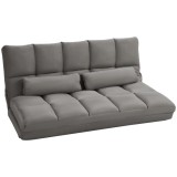 HOMCOM Divan de Podea 2 &icirc;n 1 cu Spătar Reglabil &icirc;n 7 Niveluri și Perne, 130x73x60 cm, Gri Carbonizat | Aosom Romania