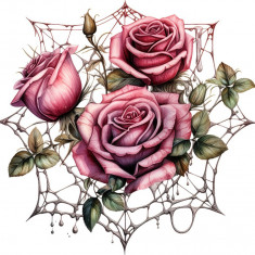 Sticker decorativ, Trandafiri, Roz, 63 cm, 1343STK-21