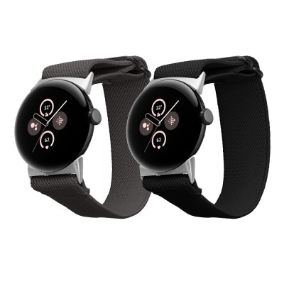 Set 2 Curele Kwmobile pentru Google Pixel Watch 2/Pixel Watch, Negru/Gri, Nylon, KWM000025BF001C foto