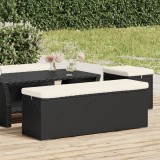 Cumpara ieftin Taburet banchetă cu pernă, negru, 110x30x40 cm, poliratan