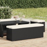 Taburet bancheta cu perna, negru, 110x30x40 cm, poliratan GartenMobel Dekor, vidaXL