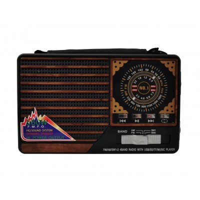 Radio elSales ELS-8021 cu USB , cititor card , FM , AM , lanterna LED , lemn foto