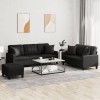 VidaXL Set de canapele cu perne, 3 piese, negru, piele ecologică 3201393