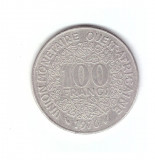Moneda Africa de Vest 100 francs/franci 1976, stare buna, curata, Nichel