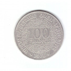 Moneda Africa de Vest 100 francs/franci 1976, stare buna, curata