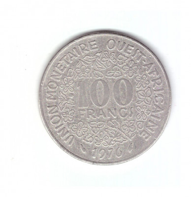 Moneda Africa de Vest 100 francs/franci 1976, stare buna, curata foto