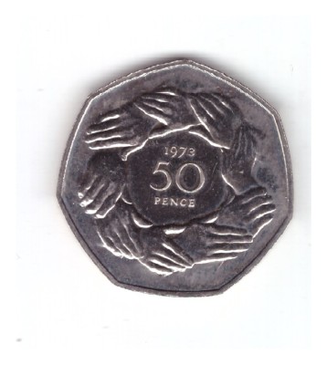 Moneda Marea Britanie 50 pence 1973, comemorativa, intrarea in EEC foto