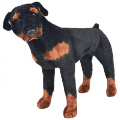Jucărie de pluș câine rottweiler, negru și maro, XXL