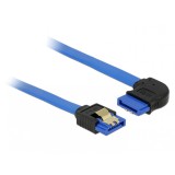 Cablu SATA III 6 Gb/s unghi drept-dreapta Bleu 20cm, Delock 84989