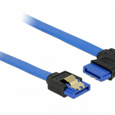 Cablu SATA III 6 Gb/s unghi drept-dreapta Bleu 30cm, Delock 84990