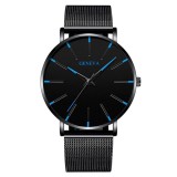 Cumpara ieftin Ceas Barbatesc Geneva Quartz, Cadran Albastru-Negru, Curea Neagra, Elegant, 4cm