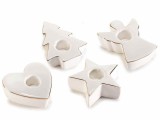 Cumpara ieftin Set 8 suporturi lumanari Craciun portelan alb auriu 6.5x8.5x3 cm