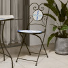 VidaXL Scaune de bistro pliabile, 2 buc., albastru și alb, ceramică 4003404
