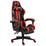 VidaXL Scaun de racing suport picioare negru/roșu piele ecologică