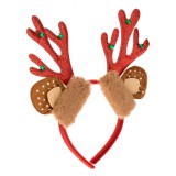 Coroniță Crăciun Ren, Fără Brand, Urechi Blană, Cornite Roșii, Clopoței, Glitter, 12cm, Oem