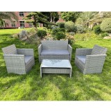 Cumpara ieftin Set mobilier pentru gradina, 2 fotolii, masuta, canapea, ratan gri, perne incluse, ProCart