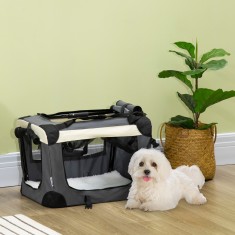 PawHut 51cm Transportor pliabil pentru animale de companie, cusca pentru caini, gri foto