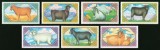 Mongolia 1988 - Seria Completă Rase de Capre Domestice și Cașmir Mongol (Mongolian Goat Breeds / Cashmere Goats) 7 Valori MNH -MNG1