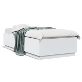 VidaXL Cadru de pat cu lumini LED, alb, 90x200 cm, lemn prelucrat