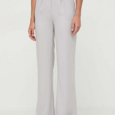 Elisabetta Franchi pantaloni femei, culoarea gri, lat, high waist