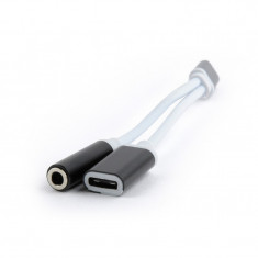 Cablu Audio Adaptor Negru USB Tip-C la Stereo 3.5 mm + Extra Muf&amp;amp;#259; de Alimentare foto