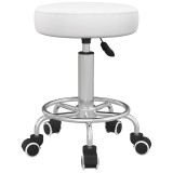 Vinsetto Scaun de salon, reglabil pe &icirc;nălțime, piele ecologică, p&acirc;nă la 110 kg, &Oslash;42x50-64H cm, Alb | Aosom Romania