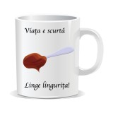 Cana alba personalizata, Viata e scurta, linge lingurita, ceramica, INOVATIX&reg;. 330 ml, Oem