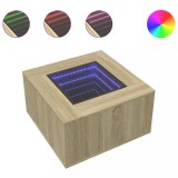 Cumpara ieftin Masuta cafea cu LED, stejar Sonoma, 60x60x40 cm, lemn prelucrat