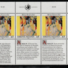 Natiunile Unite Vienna 1991-Drepturile omului Art.18,dant,MNH,Mi.124Zf1-124Zf3