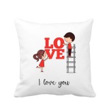 Perna personalizata decorativa, 40x40 cm, alba, pentru indragostiti, I love You