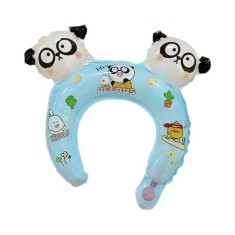Balon din folie metalizata, flippy, tip coronita cu urechi, model panda mirat, ambalaj individual, pai inclus, umflare cu aer sau heliu, 30 x 27 cm, b