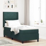 Cumpara ieftin Pat cu boxă spring LED și saltea Verde &icirc;nchis 80 x 200 cm
