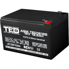 Acumulator, TED Electric, 12V Stationar VRLA, Dimensiuni 151 x 98 x 95 mm, Baterie 12V 12.5Ah F2