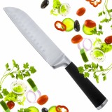 Cutit japonez de bucatarie model Santoku, Koken, otel inoxidabil, maner soft-touch, versatil in utilizare, 20 cm