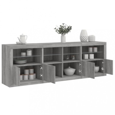 Dulap cu lumini LED, gri sonoma, 202x37x67 cm foto