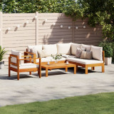 VidaXL Set de canapele de grădină cu perne, 5 buc., lemn masiv acacia