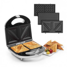 Klarstein Trilit 3 v 1, sandwich-maker, 750 W, placi de gratar, LED, suprafa?a antiaderenta, argintiu foto