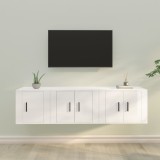 VidaXL Set comodă TV, 3 piese, alb extralucios, lemn prelucrat