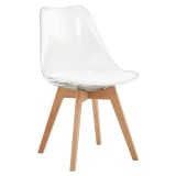 Cumpara ieftin Scaun transparent acril piele ecologică lemn fag Bali 48x54x80 cm