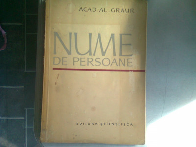 NUME DE PERSOANE , Acad. Al Graur , 1965 foto