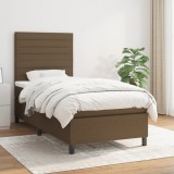 vidaXL Pat box spring cu saltea, maro &icirc;nchis, 80x200 cm, textil