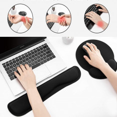 Kit mouse pad ergonomic si suport tip pad pentru tastatura, spuma cu memorie, Rii foto