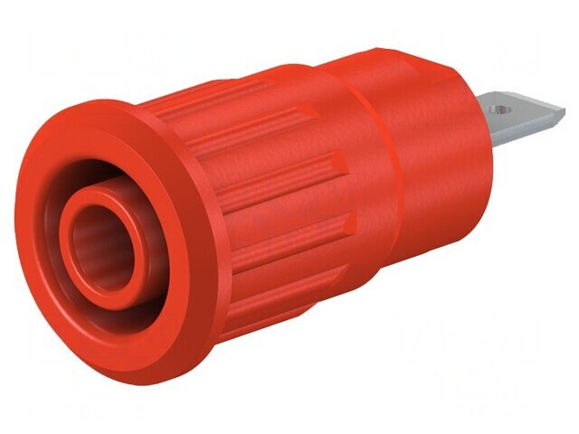 Soclu banană 4mm 24A roșu nichelat alamă