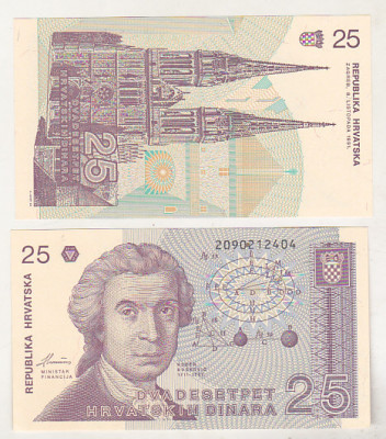 bnk bn Croatia 25 dinari 1991 unc foto