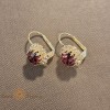 Cercei clasici placati cu aur , floare mare cu cristal zirconia mov, SaraTremo