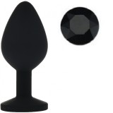 Dop Anal Silicone Buttplug, Small, Negru/Negru, Guilty Toys