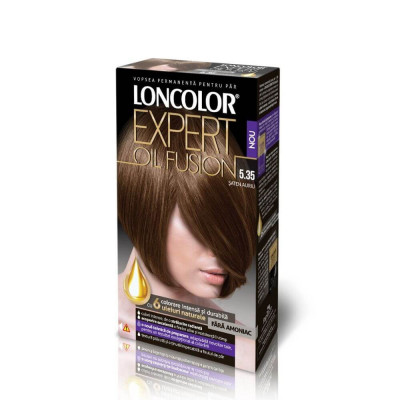 Vopsea de Par Loncolor Expert Oil Fusion 5.35, Saten Auriu, 100 ml, Vopsea de Par Permanenta, Vopsea de Par fara Amoniac, Vopsea de Par Saten, Vopsea foto