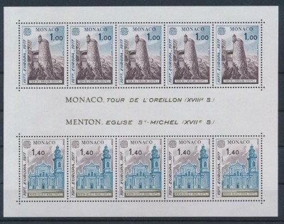 Monaco 1977 Europa CEPT Landscapes perf. sheet Mi.B11 MNH AC.370 foto