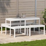 Gossi masa de picnic, alb, 160x134x75 cm, lemn masiv de pin