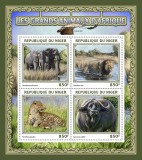 Timbre Niger 2016: Animale Africane Mari, Set Complet, Colita + Bloc MNH